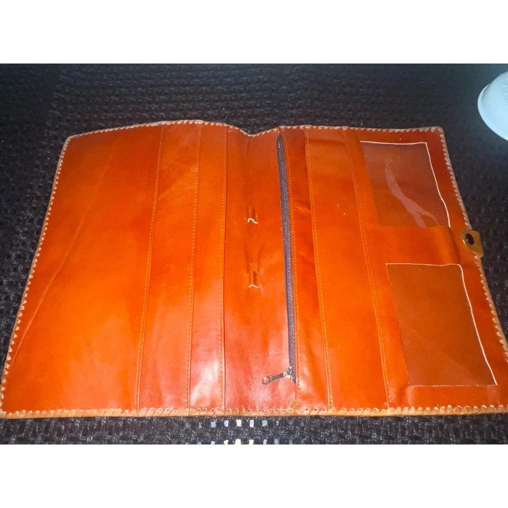 Vintage‎ Tooled Leather Portfolio Folder Brown Leather